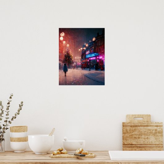 Kerstmis in Londen Poster (Keuken)