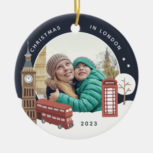 Kerstmis in London Keepomwille Photo Keramisch Ornament (Voorkant)