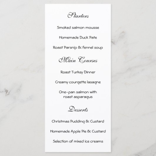 Kerstmis in Madrid Menu (Achterkant)
