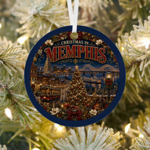 Kerstmis in Memphis Vintage Reis Souvenir Metalen Ornament