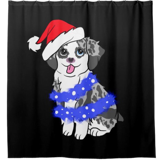 Kerstmis in Merle Australian Shepherd Douchegordijn (Voorkant)