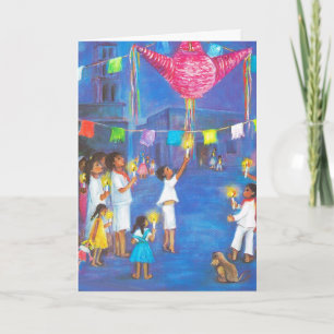 Kerstmis in Mexico, kaarsen, vuurwerk, pinatas Feestdagen Kaart