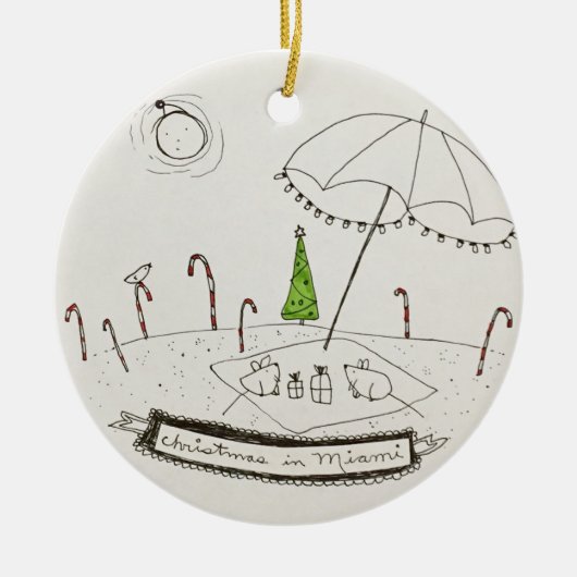 Kerstmis in Miami Keramisch Ornament (Voorkant)