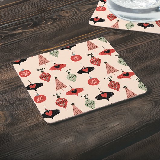 Kerstmis in Mid-Century Modern stijl Kartonnen Onderzetters