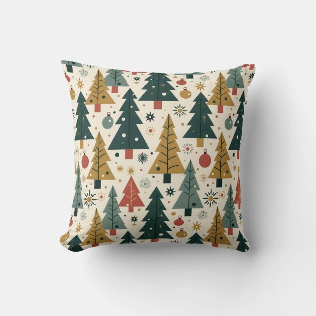 Kerstmis in Mid-Century Modern stijl Kussen (Voorkant)