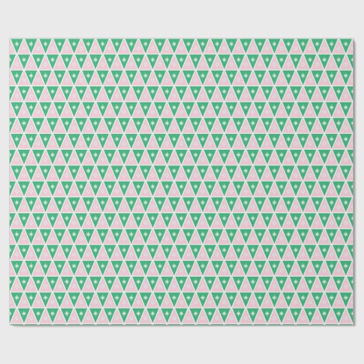 Kerstmis in Midden-Eeuwse Stijl Roze en Groene Dri Cadeaupapier (Vlak)