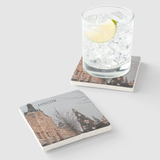 Kerstmis in Moskou Stenen Onderzetter (Zijkant)