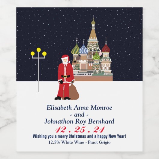 Kerstmis in Moskou Wijn Etiket (Enkel label)