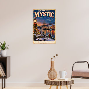 Kerstmis in Mystic Connecticut Vintage Reisposter Poster