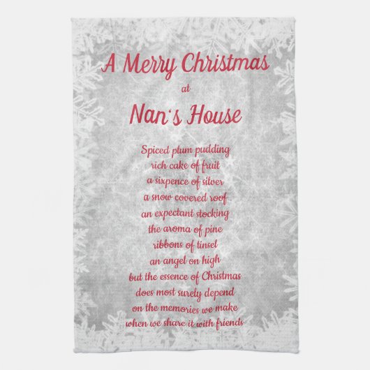 Kerstmis in Nan's House Kitchen Towels Theedoek (Verticaal)