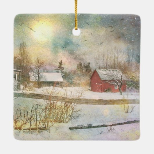 Kerstmis in New England Keramisch Ornament (Achterkant)