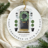 Kerstmis in New Home Waterverf Black Dadem Keramisch Ornament
