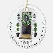 Kerstmis in New Home Waterverf Black Dadem Keramisch Ornament (Links)