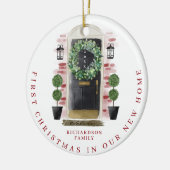 Kerstmis in New Home Waterverf Black Dadem Keramisch Ornament (Links)