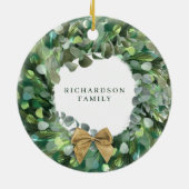 Kerstmis in New Home Waterverf Blauwgroen deur Wre Keramisch Ornament (Achterkant)