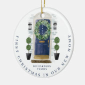 Kerstmis in New Home Waterverf Navy Dadem Keramisch Ornament (Links)