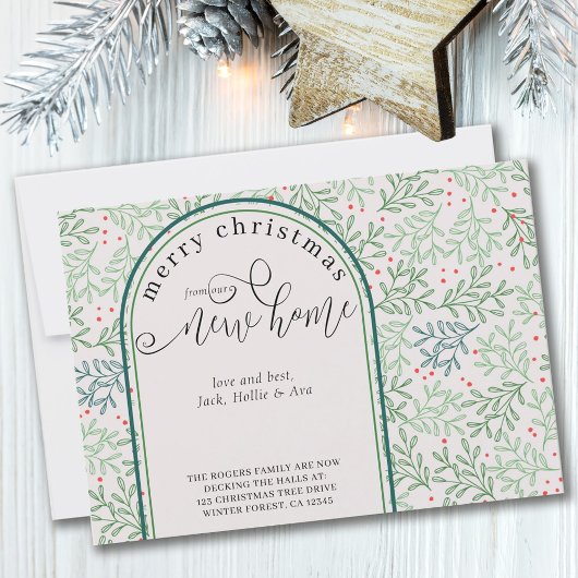 Kerstmis in New House Winter Greenery Moving Aankondiging
