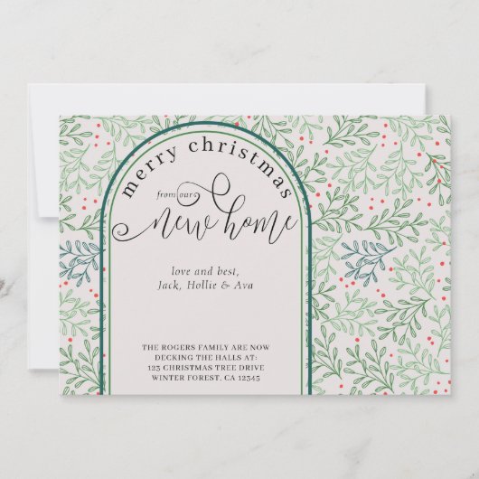 Kerstmis in New House Winter Greenery Moving Aankondiging (Voorkant)