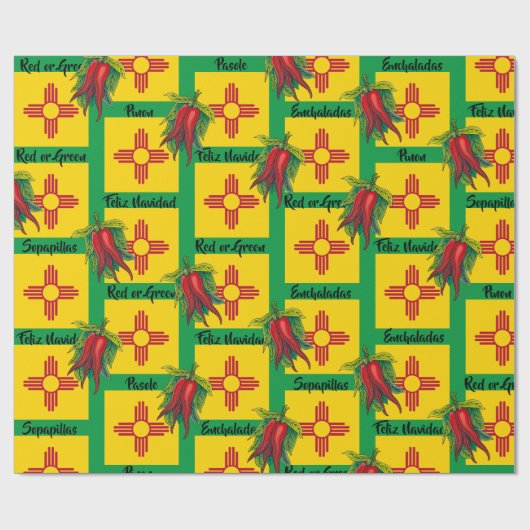 Kerstmis in New Mexico smokkelt de Enchiladas Chil Cadeaupapier (Vlak)