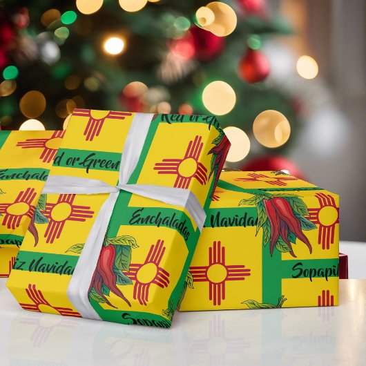 Kerstmis in New Mexico smokkelt de Enchiladas Chil Cadeaupapier