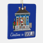 Kerstmis in New Orleans Shotgun House Keramisch Ornament (Rechts)