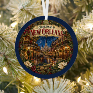 Kerstmis in New Orleans Vintage Reis Souvenir Metalen Ornament