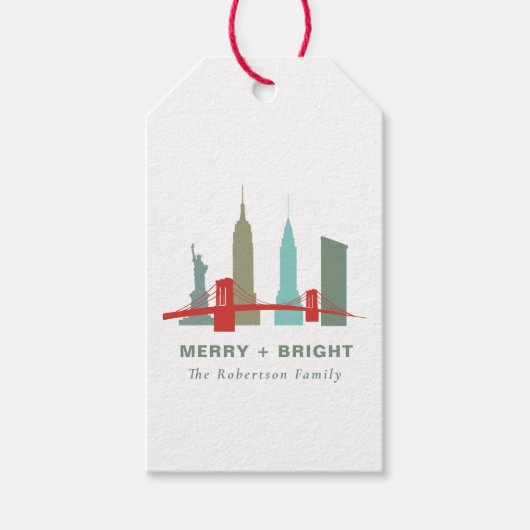 Kerstmis in New York, Architecture Skyline Cadeaulabel (Voorkant)