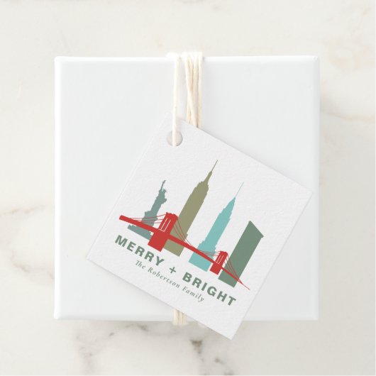 Kerstmis in New York, Architecture Skyline Gift Bedankjes Labels (In situ)