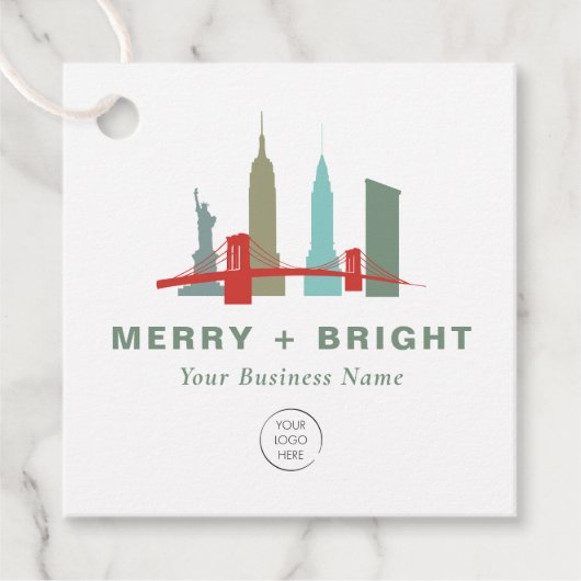 Kerstmis in New York, Architecture Skyline Gift Bedankjes Labels (Voorkant)