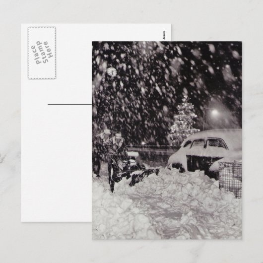 Kerstmis in New York City  jaren '50 Feestdagenkaart (Voorkant / Achterkant)