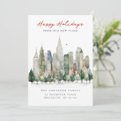 Kerstmis in New York City Nieuw Adres Aankondiging (Staand voorkant)