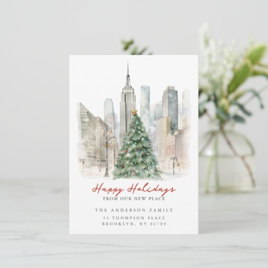 Kerstmis in New York City Nieuw Adres Aankondiging (Staand voorkant)
