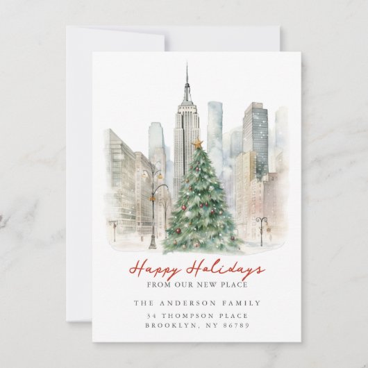 Kerstmis in New York City Nieuw Adres Aankondiging (Voorkant)