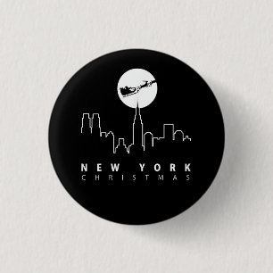 Kerstmis in New York City Ronde Button 3,2 Cm
