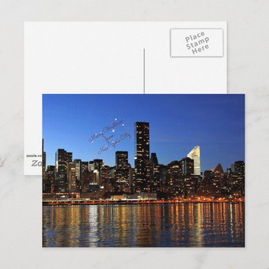 Kerstmis in New York City skyline Briefkaart (Voorkant / Achterkant)