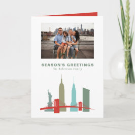 Kerstmis in New York Historisch gebouw Silhouet Feestdagen Kaart