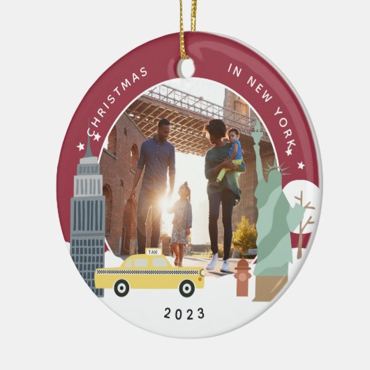 Kerstmis in New York Keepomwille Foto Keramisch Ornament (Links)