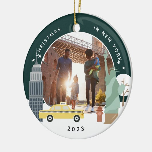 Kerstmis in New York Keepomwille Foto Keramisch Ornament (Links)