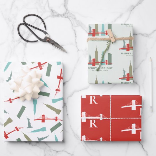 Kerstmis in New York op maat Inpakpapier Vel (Voorkant)