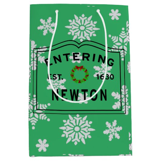 Kerstmis in Newton, MA Holiday Medium Cadeauzakje (Voorkant)