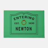 Kerstmis in Newton, MA Holiday Wreath Deurmat (Voorkant)