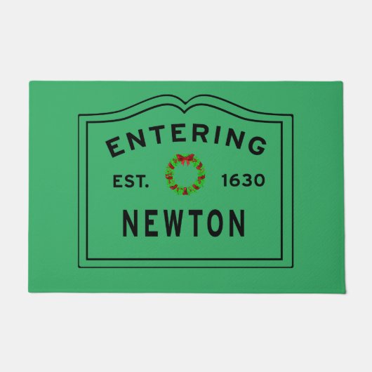 Kerstmis in Newton, MA Holiday Wreath Deurmat (Voorkant)
