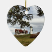 Kerstmis in Nobska vuurtoren Cape Cod Gifts Keramisch Ornament (Rechts)
