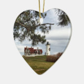 Kerstmis in Nobska vuurtoren Cape Cod Gifts Keramisch Ornament (Links)