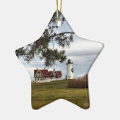 Kerstmis in Nobska vuurtoren Cape Cod Gifts Keramisch Ornament (Links)