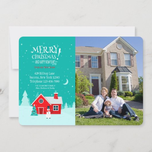 Kerstmis in onze nieuwe thuisfeestdag feestdagenkaart (Voorkant)