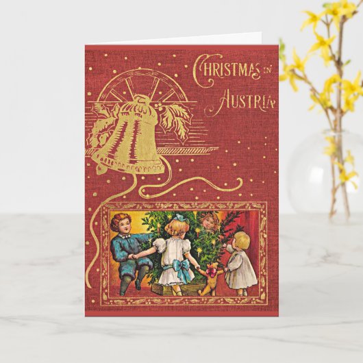 Kerstmis in Oostenrijk vintage kaart (Gele Bloem)