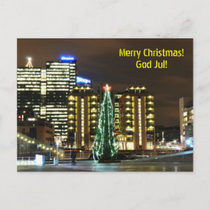 Kerstmis in Oslo, Noorwegen Feestdagenkaart