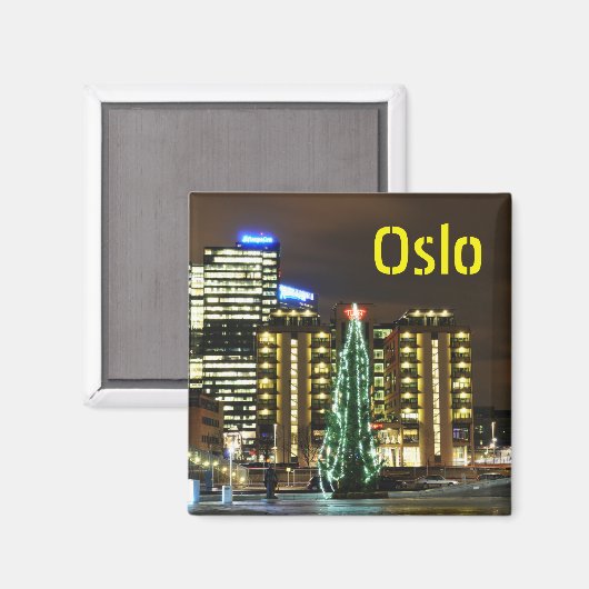 Kerstmis in Oslo, Noorwegen Magneet (Voorkant / Achterkant)