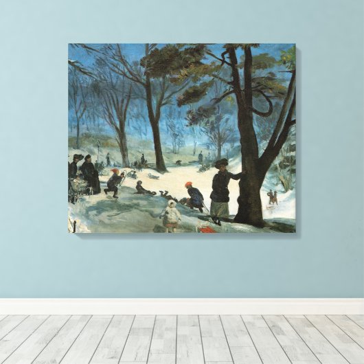 Kerstmis in oude stijl, Central Park in de winter Canvas Afdruk (Insitu (Houten vloer))